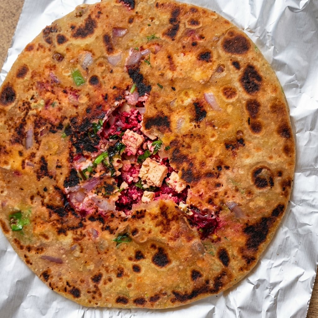 चुकंदर-पनीर पराठा | Pink Paneer Paratha — photo 7
